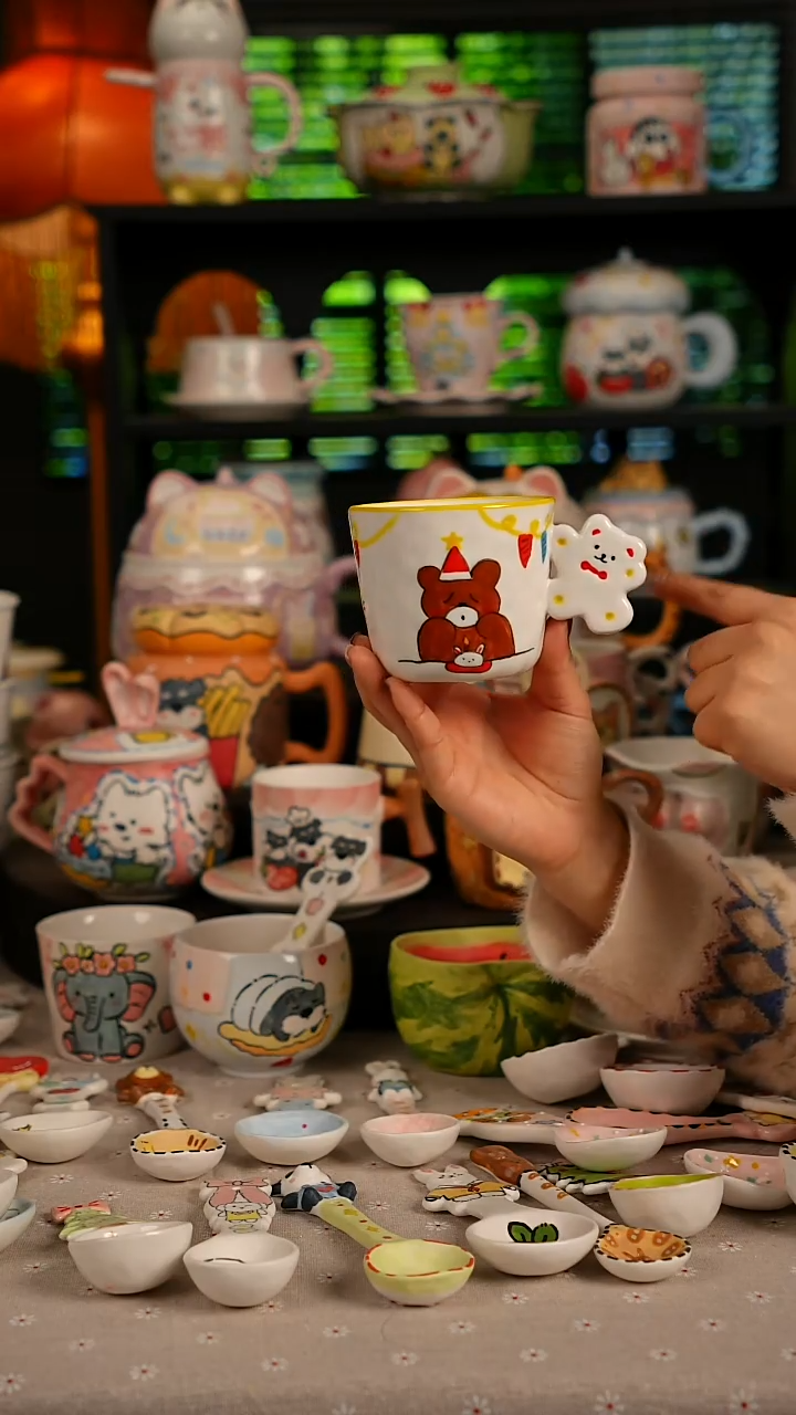 陶瓷无盖款景德镇高温釉下彩纯手绘创意瓷