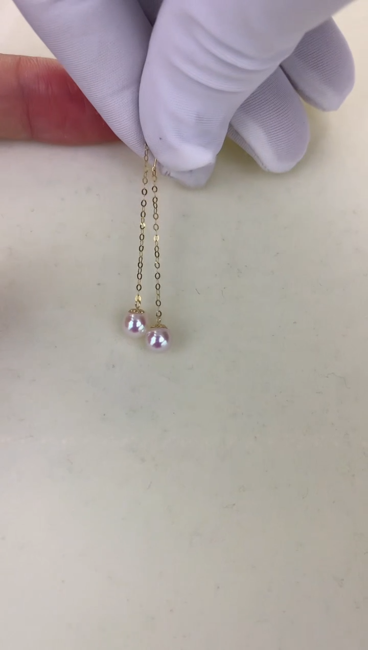 18K金镶嵌DA海水珍珠 GD144 5-6 耳线定制