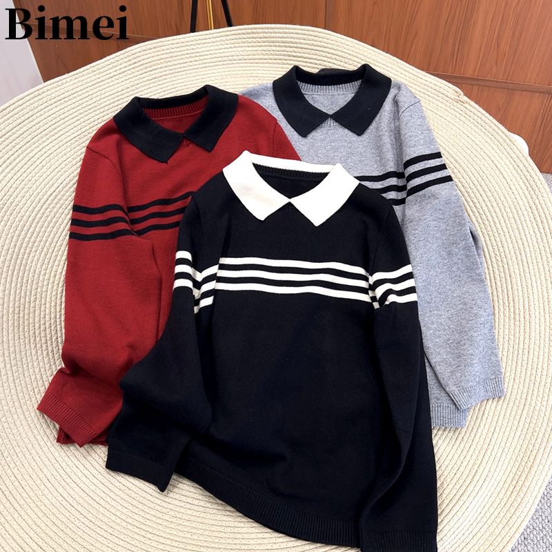 必魅毛针织衫秋冬季毛衣翻领长袖套头宽松时尚2025新款大码66539