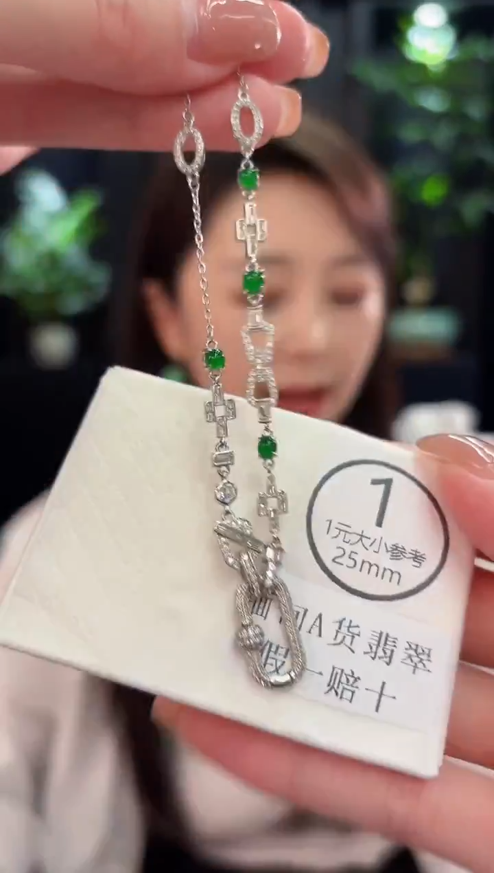颈饰未镶嵌翡翠 回形针  翡翠 /支持复检/一件
