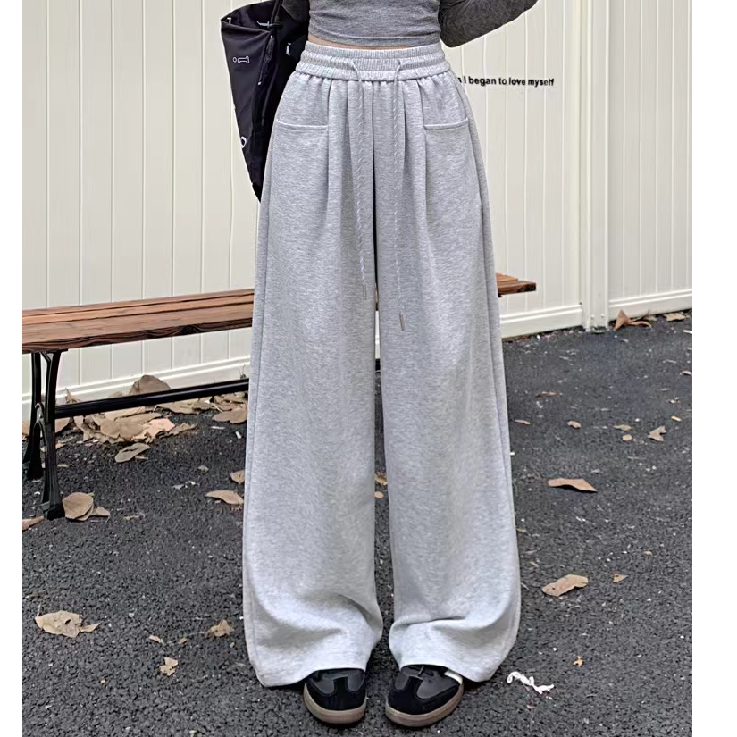 【妍妍专属】新款女士高腰卫裤潮百搭休闲显瘦抽绳阔腿裤K0037