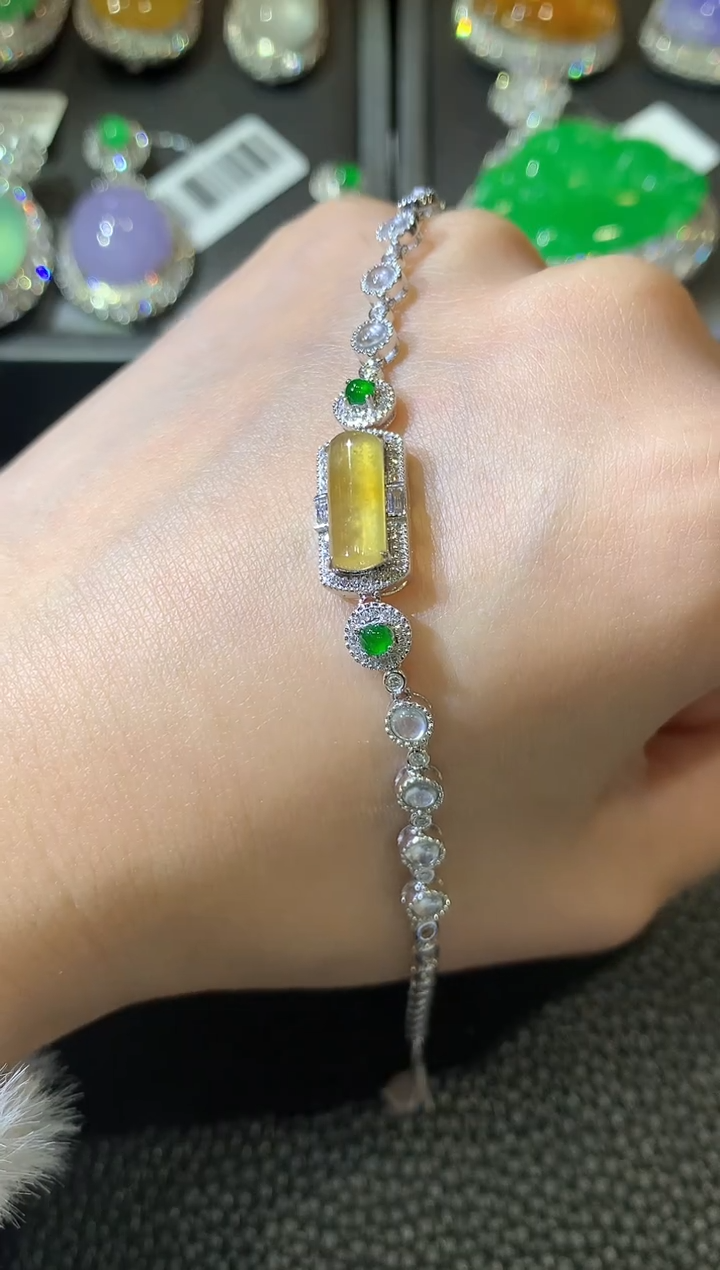 【闪购商品】翡翠手链18K金镶嵌D107翡翠