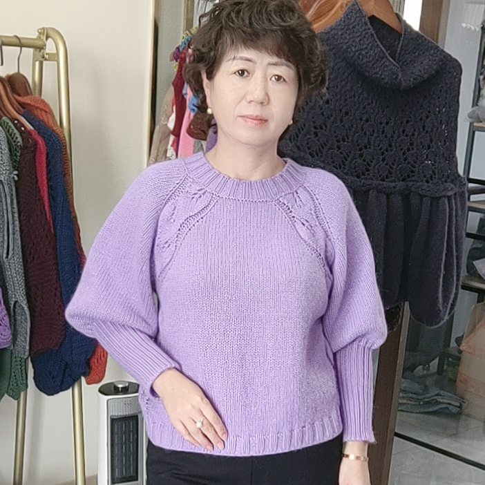 第123款肥袖树叶花毛衫视频教程