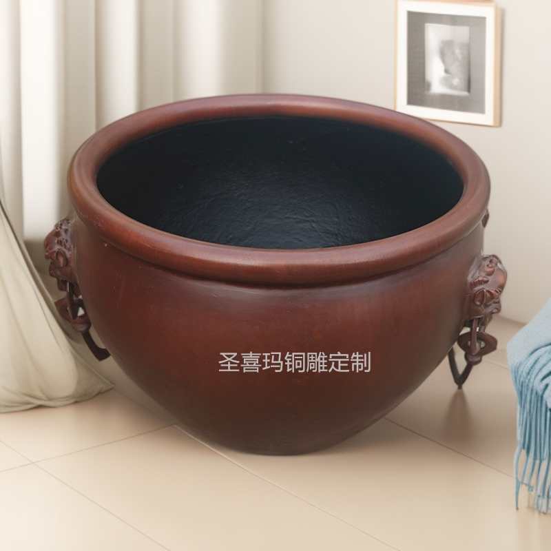 可定制铜门海故宫缸样式 60公分铜缸 纯铜大水缸 家居铜鱼缸