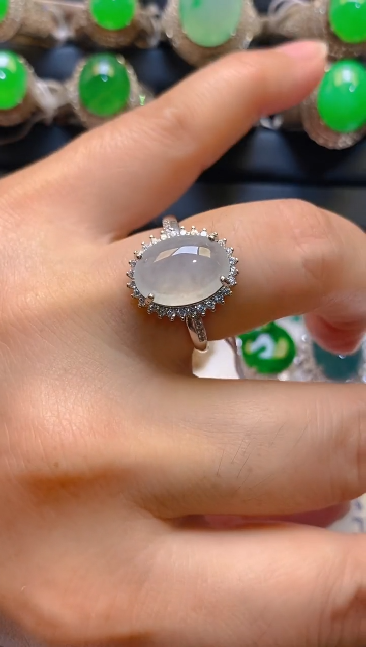 【闪购商品】翡翠耳饰银S925镶嵌天然A货翡翠1