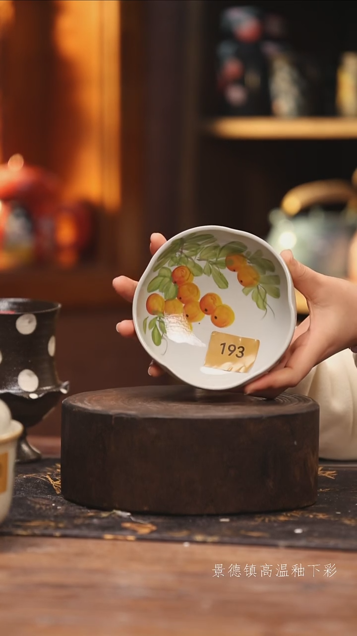 陶瓷景德镇高温釉下手绘陶瓷@L193@