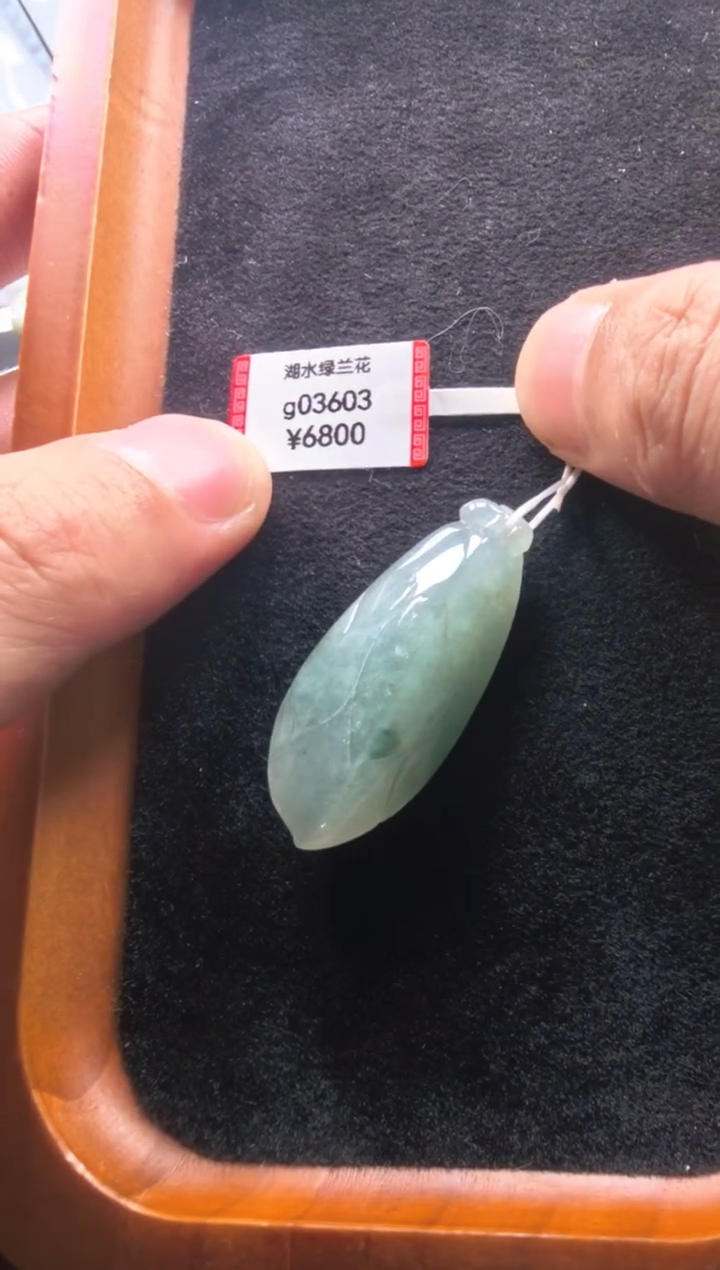 颈饰未镶嵌翡翠g03603-湖水绿兰花