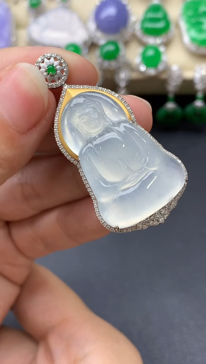 翡翠18K金镶嵌颈饰726-中国好珍宝