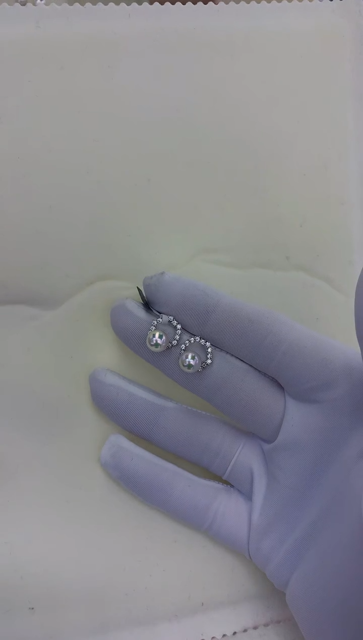 银S925镶嵌饰品海水珍珠设计款耳饰