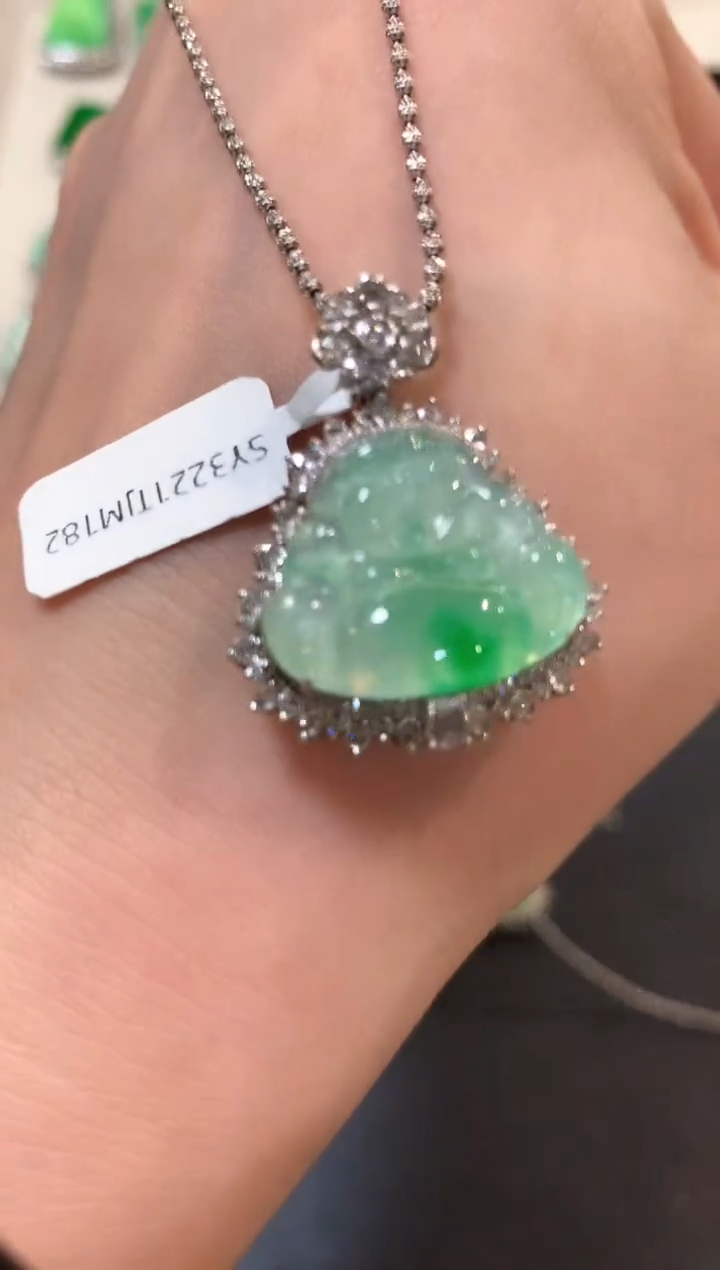 翡翠18K金镶嵌吊坠(不含链)n25   