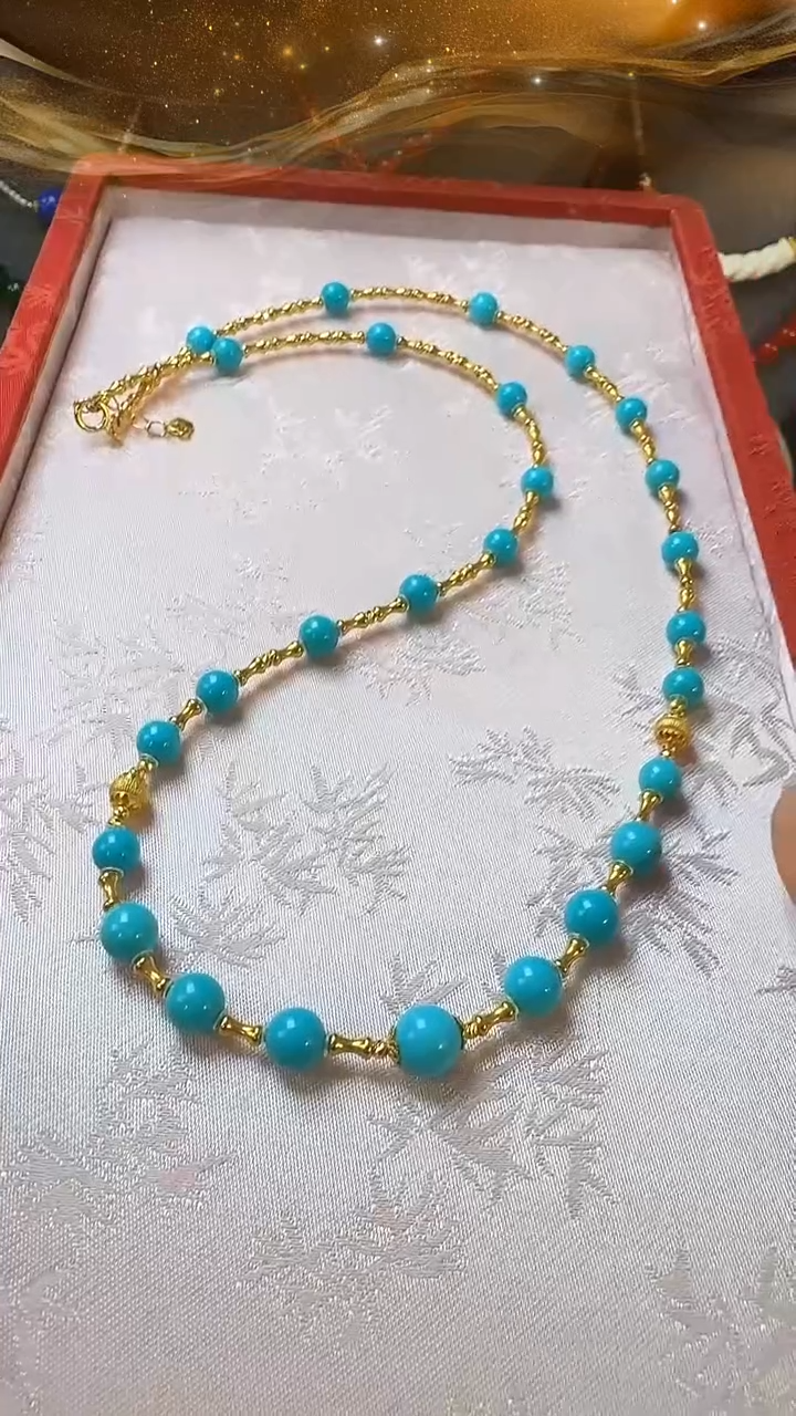 绿松石18K金镶嵌项链F00445