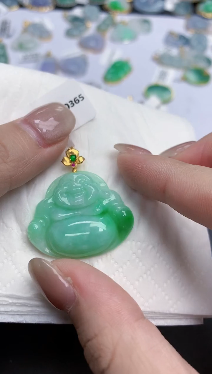 【闪购商品】翡翠颈饰18K金镶嵌天然缅甸翡翠A货