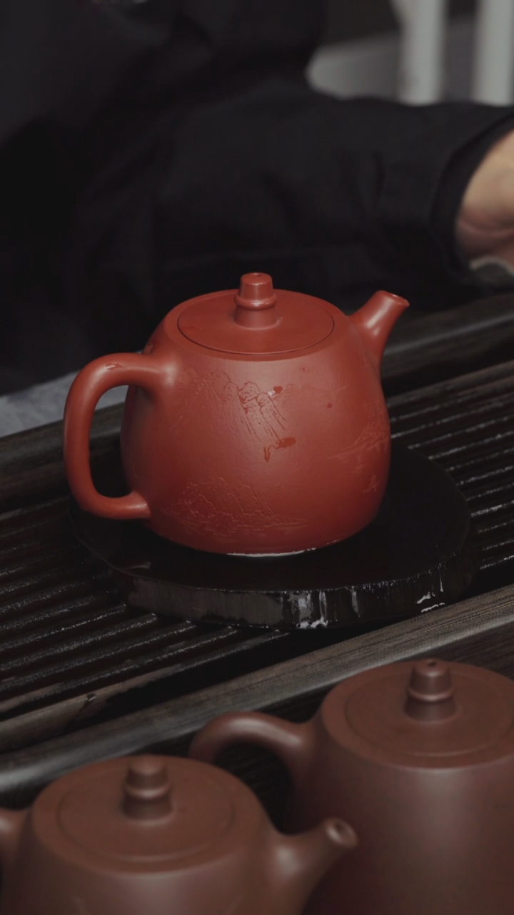 【闪购商品】紫砂茶壶朱泥-汉铎-山水