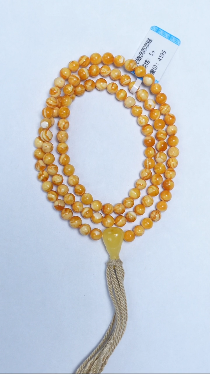 蜜蜡颈饰未镶嵌丹麦花蜡毛衣链5mm