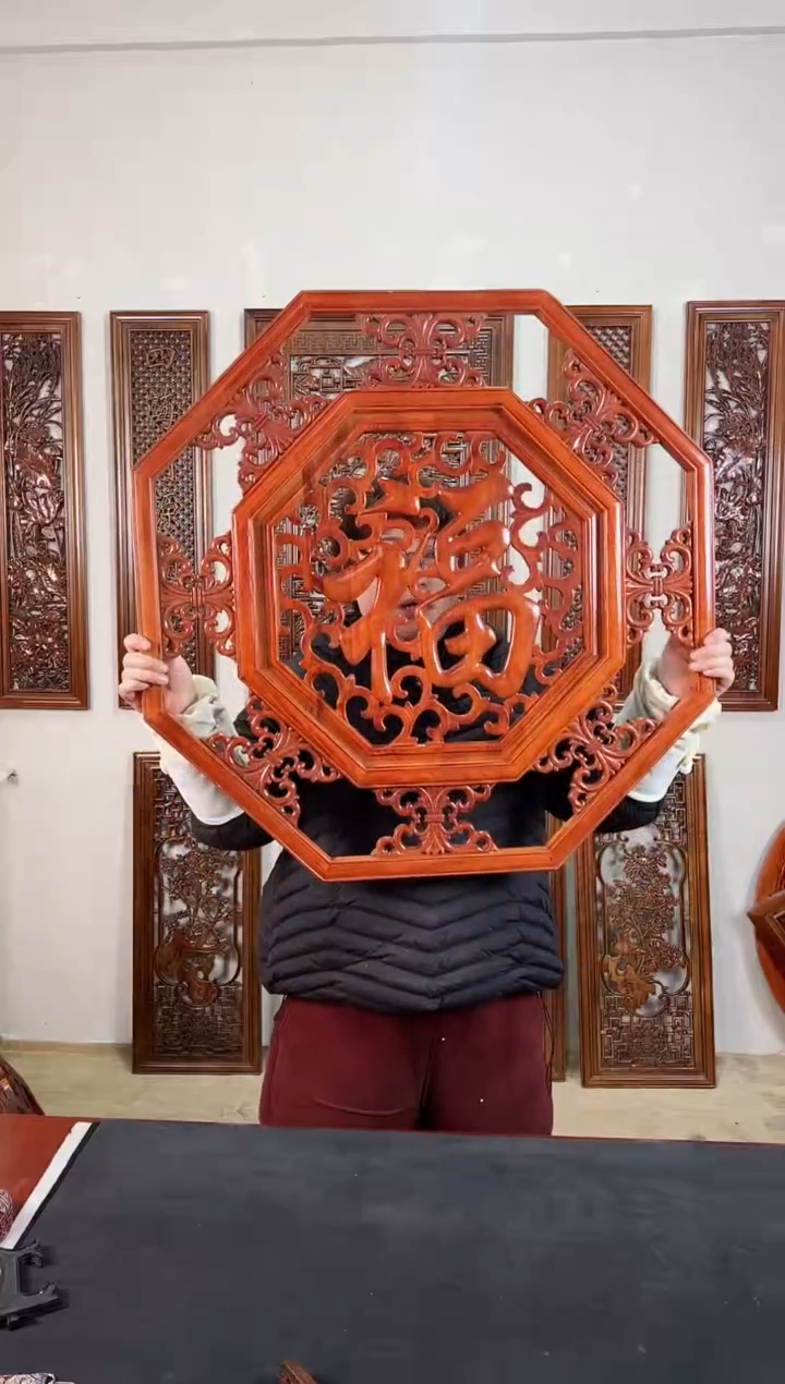 【闪购商品】香樟木木雕80公分 八角  福