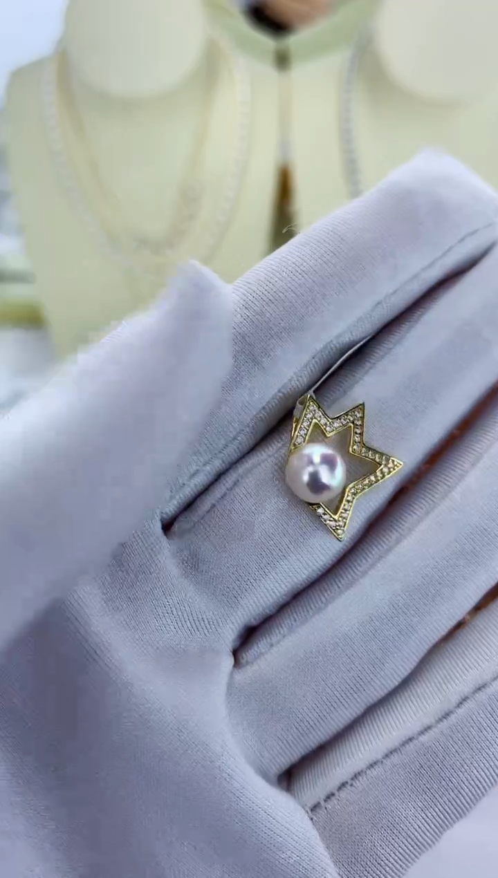 银S925镶嵌DA海水珍珠吊坠6-7MM X047