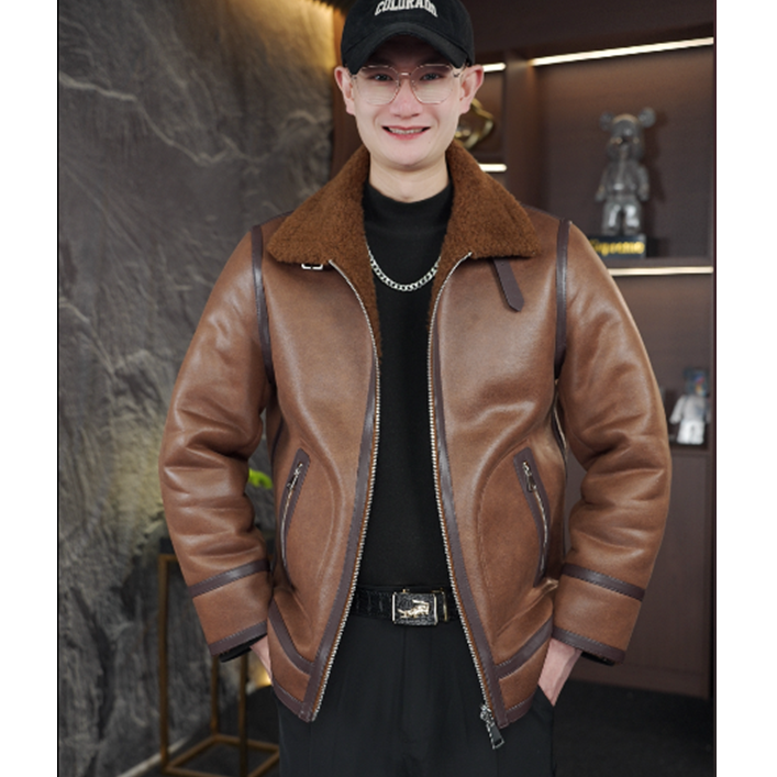 【正品首发！厂家直销】Kai保暖双面穿冬新款男士立翻领羊毛夹克