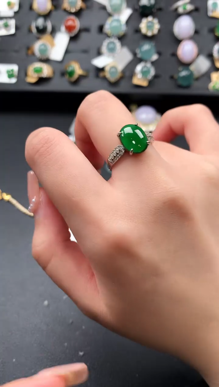 【闪购商品】翡翠戒指银S925镶嵌52141