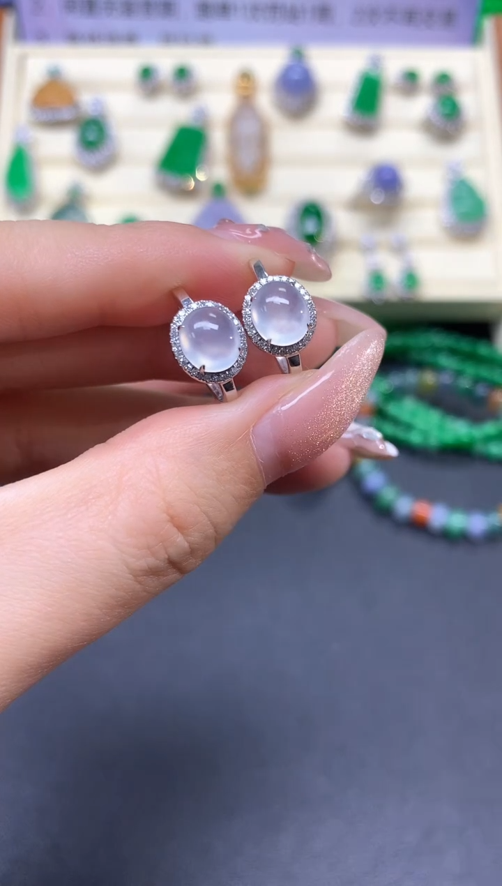 【闪购商品】翡翠耳饰18K金镶嵌耳饰|4150+415