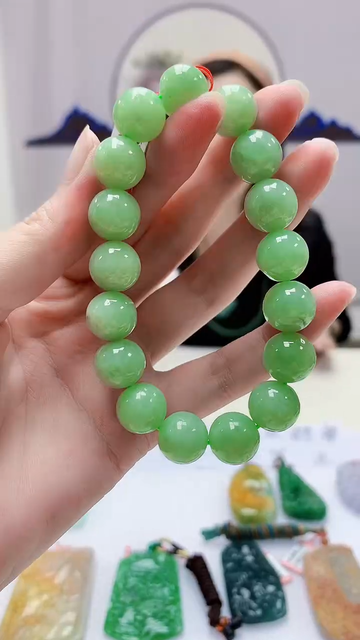 定制翡翠未镶嵌4852zm-毛货手串57