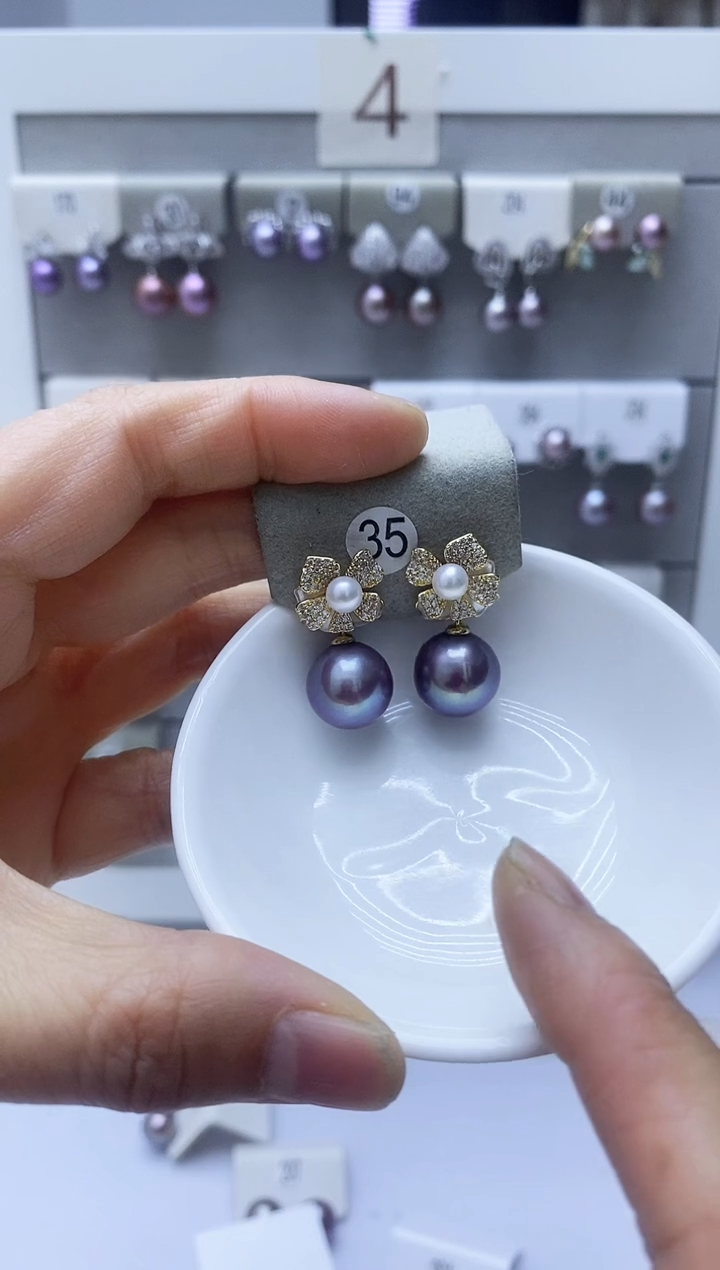 【闪购商品】淡水珍珠耳饰银S925镶嵌35