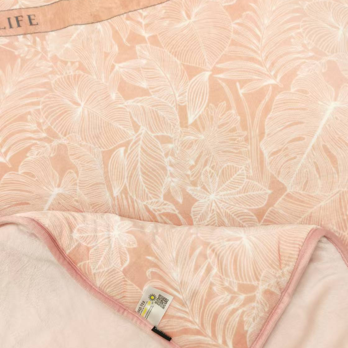 2*2.3米加厚绒被 粉色叶子加厚印花宝宝绒保暖冬季大被子