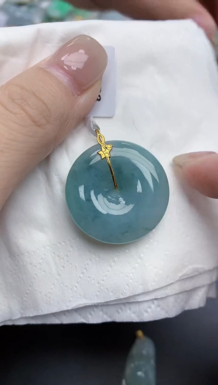 【闪购商品】翡翠颈饰18K金镶嵌天然缅甸翡翠A货