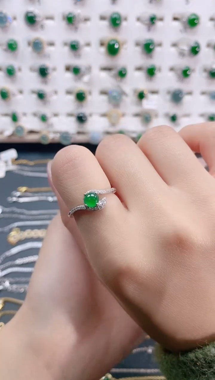 【闪购商品】翡翠戒指银S925镶嵌天然翡翠