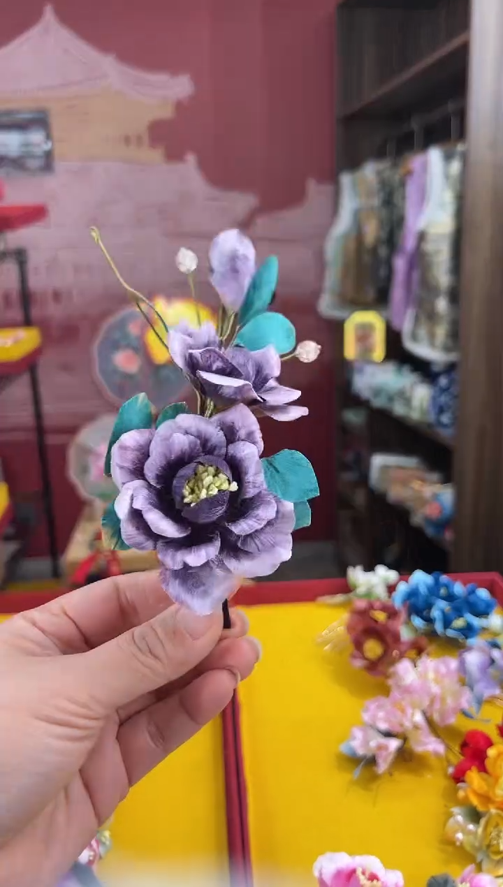【闪购商品】刺绣非遗绒花（发饰） 