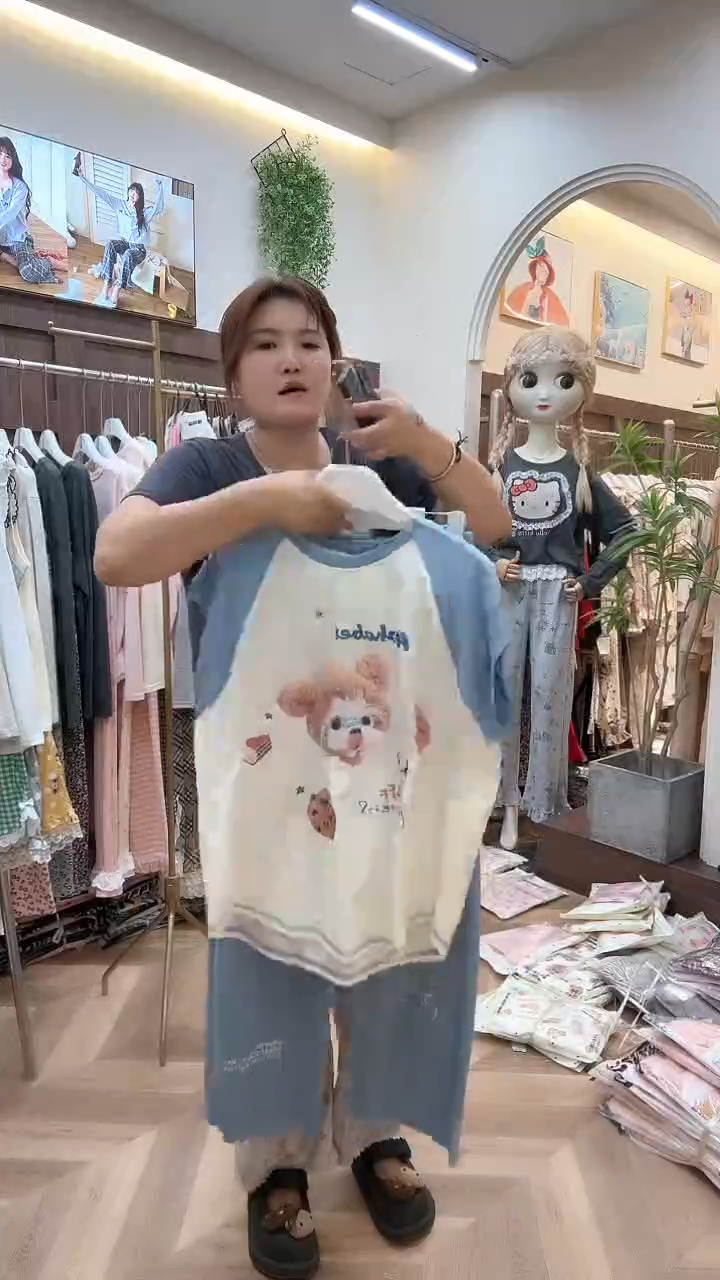 棉甜睡半袖长裤L号130斤以下