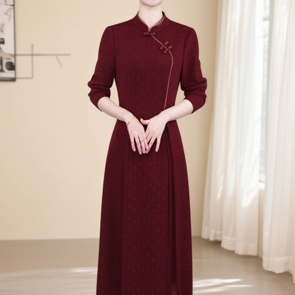 【梦雅衣橱】晚秋新款新国风古韵时尚气质显瘦优雅婚宴连衣裙