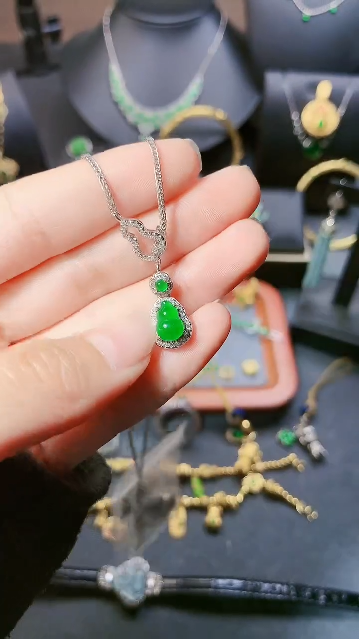 翡翠银S925镶嵌项链项链