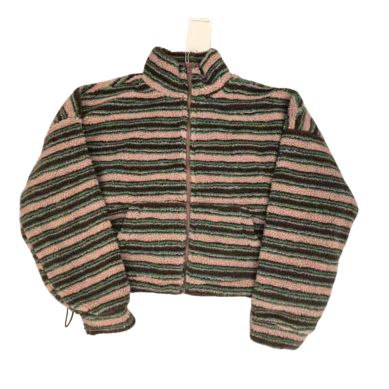 女条纹薄款冬季通勤风立领短外套长袖短款百搭