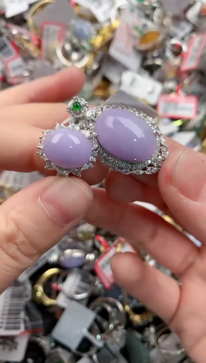 银S925镶嵌戒指翡翠444---9