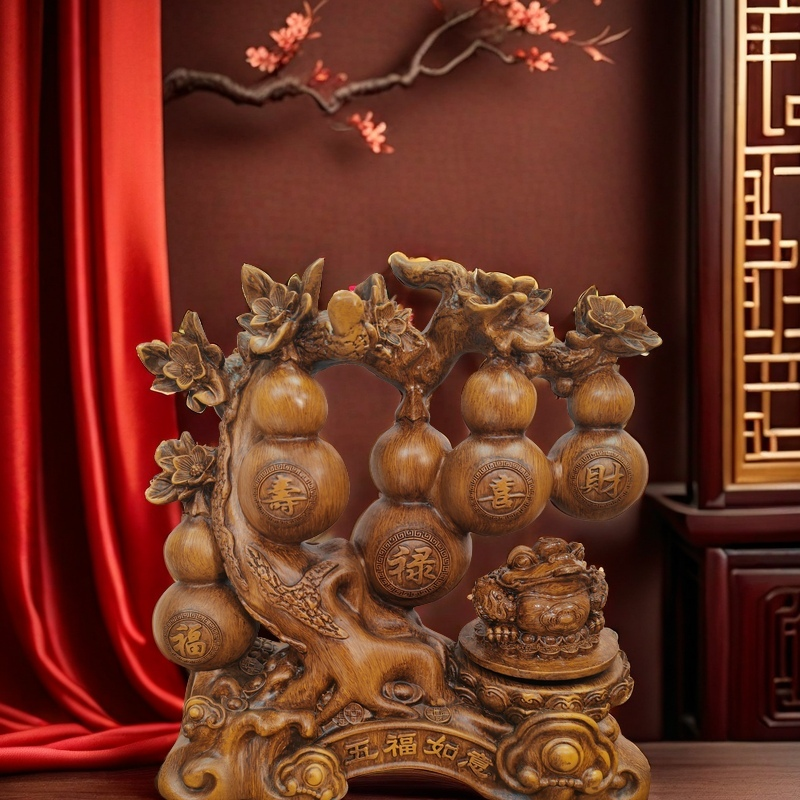 【五福临门如意】客厅玄关酒柜装饰乔迁喜庆贺礼摆件（高28宽26）