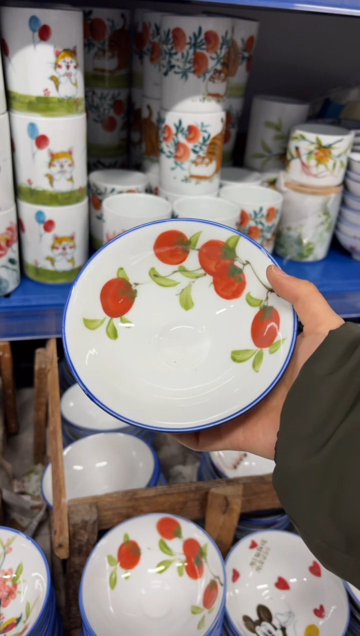 景德镇高温陶瓷食品级手绘釉中彩-斗笠碗