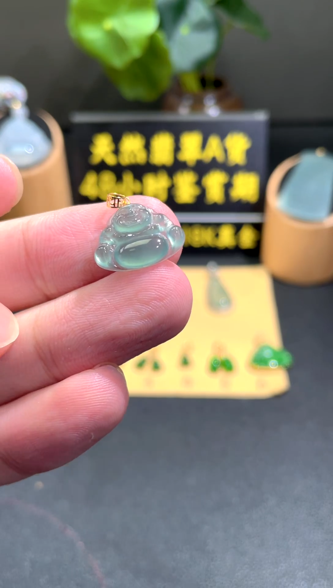 颈饰18K金镶嵌翡翠翡翠A货