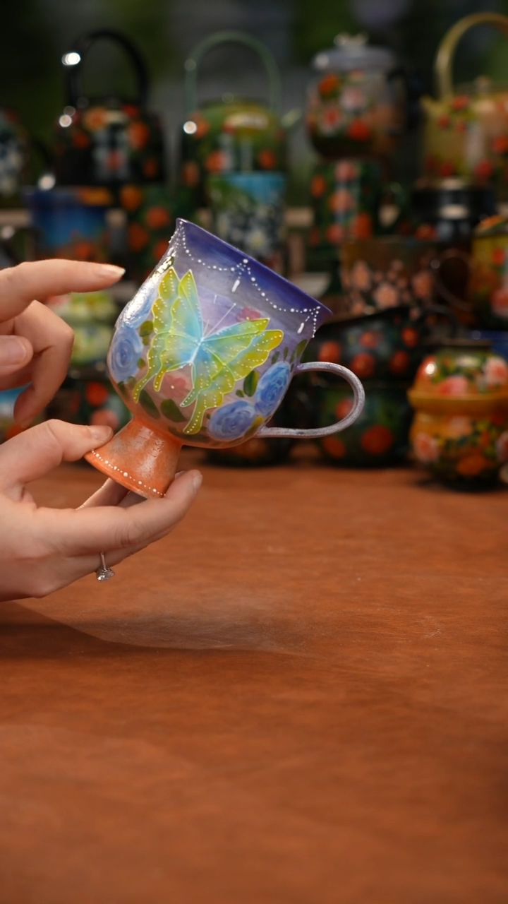 紫砂油画手绘釉下彩