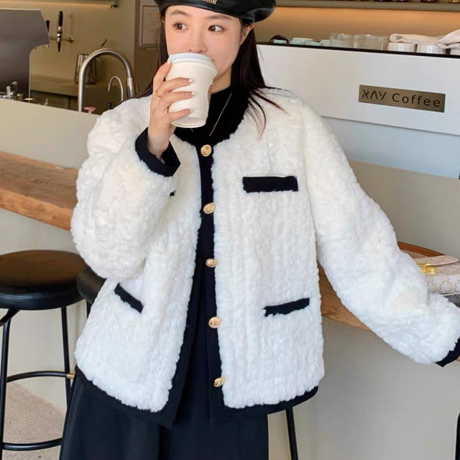 1号【】秋冬小香风短款加厚厚款圆领短外套通勤休闲女时尚C1941