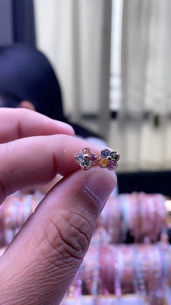 【闪购商品】碧玺耳钉银S925镶嵌1561661166165