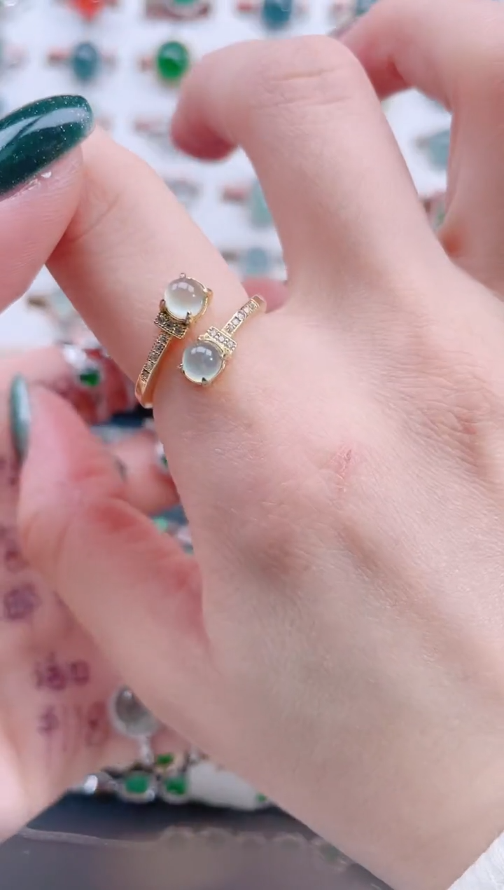 银S925镶嵌戒指翡翠天然翡翠