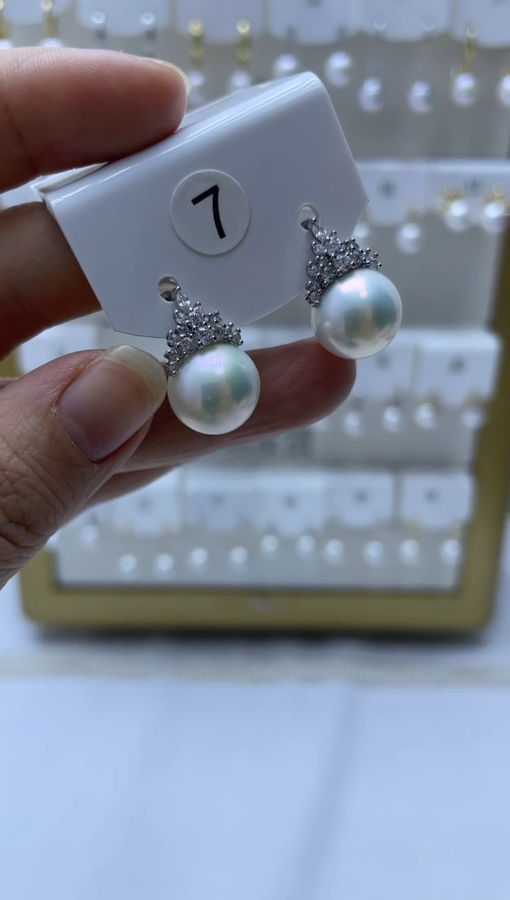 银S925镶嵌耳饰淡水珍珠7