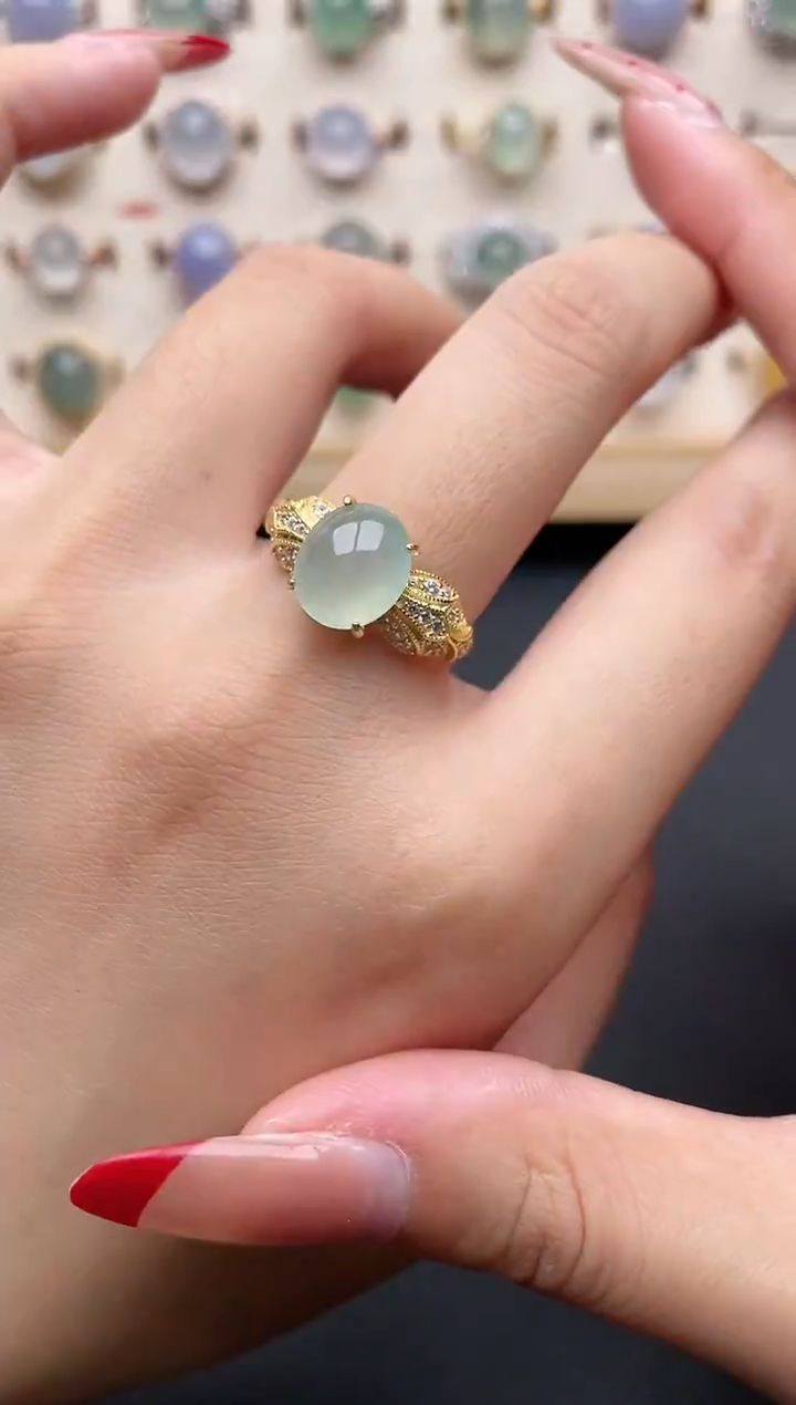 【闪购商品】翡翠戒指银S925镶嵌一物一证一礼盒