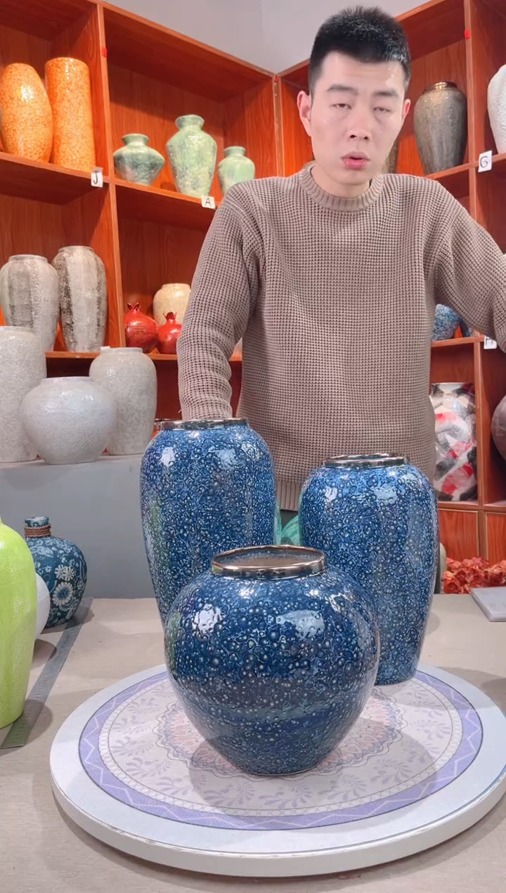 【闪购商品】瓶紫水晶三件套 陶瓷花瓶无花