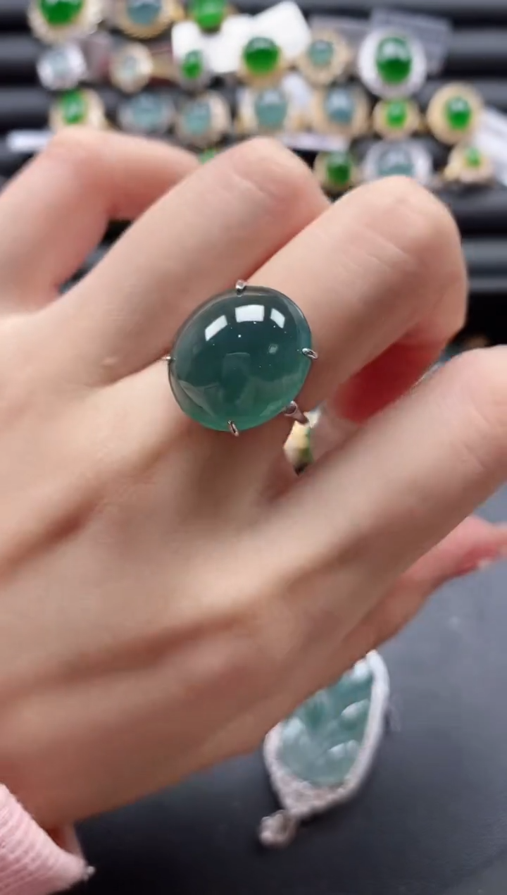 【闪购商品】翡翠戒指银S925镶嵌51511