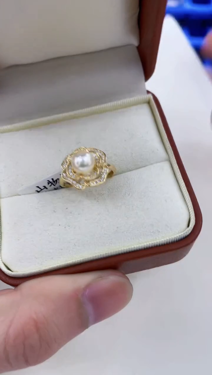 银S925镶嵌戒指海水珍珠  