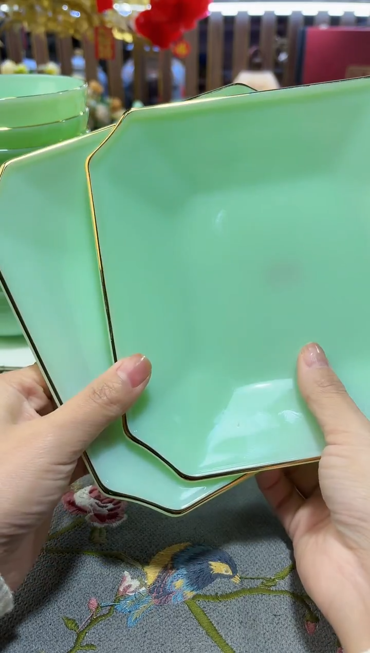 玉瓷 7.5英寸方深盘2个景德镇陶瓷