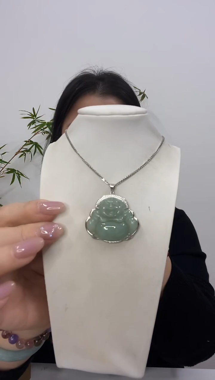 【闪购商品】翡翠吊坠(赠链)银S925镶嵌佛公