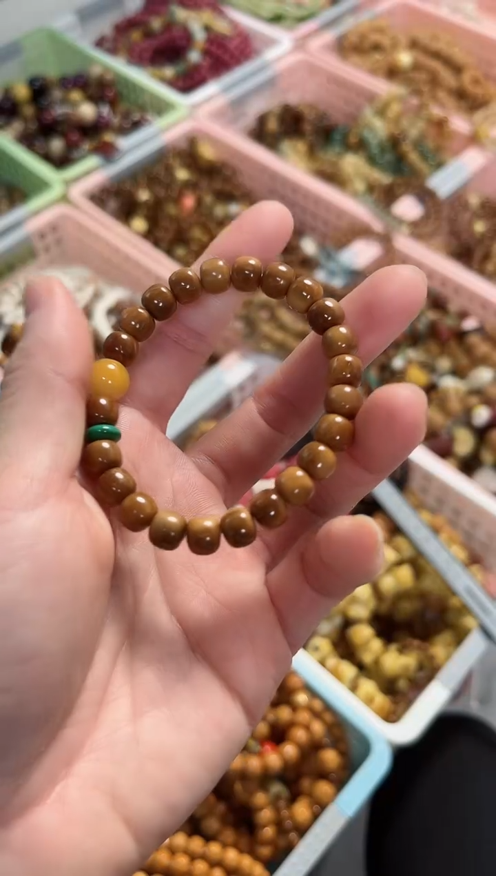【闪购商品】石英质玉（黄龙玉）手串未镶嵌库克老型搭配黄龙玉 7*8mm