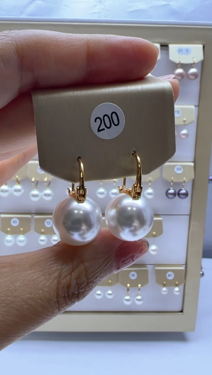 银S925镶嵌淡水珍珠耳饰200